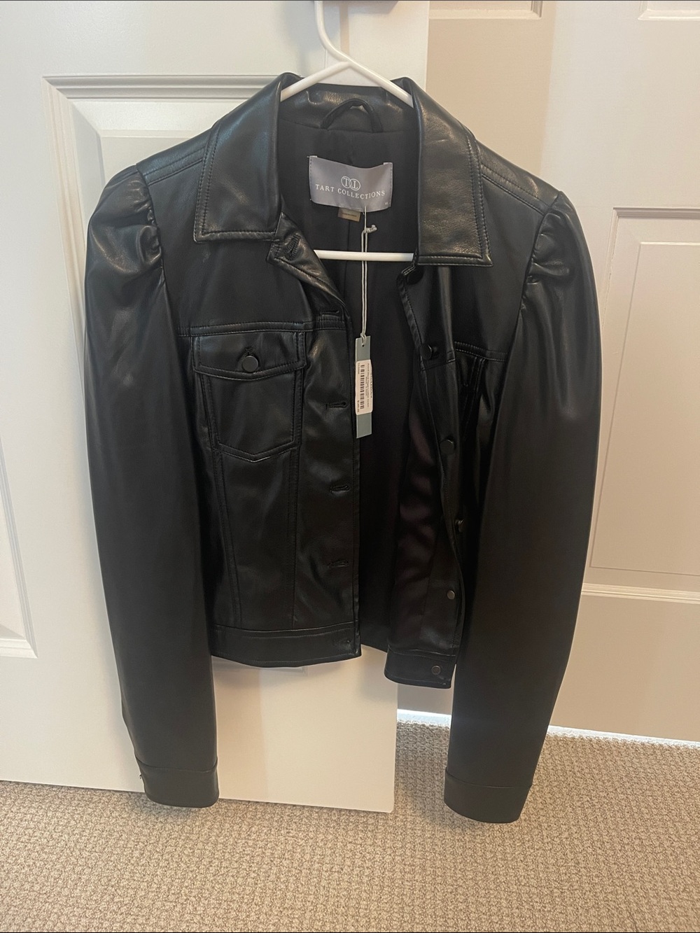 Tart Collections Black Leather Button-Front Jacket
